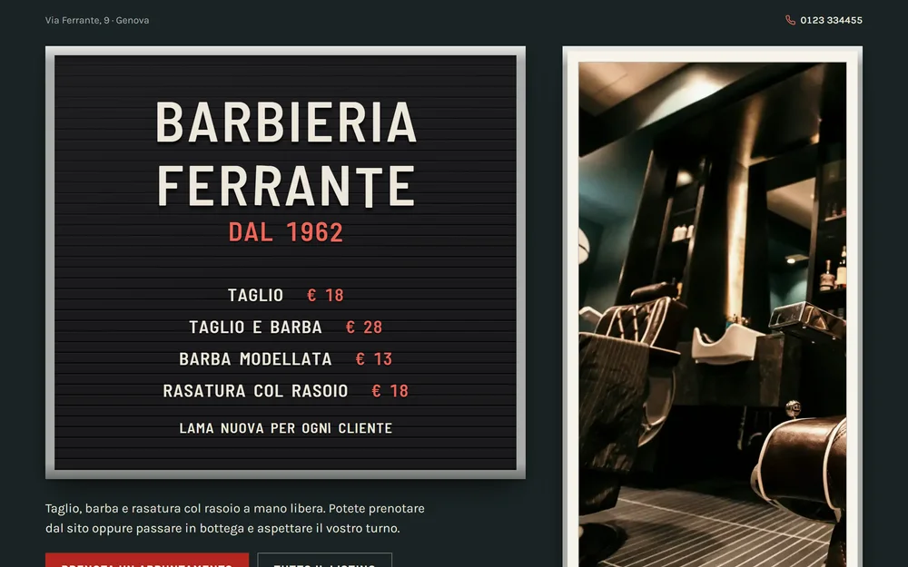 Il sito di Barbieria Ferrante, visto da computer